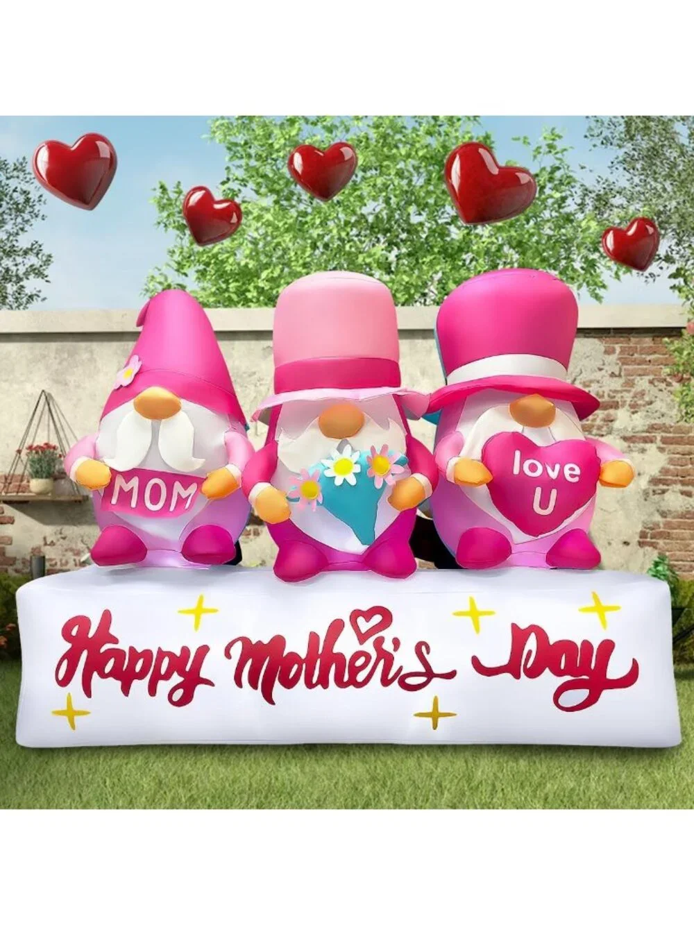 7FT Inflatable Gnome Decorations for Father's Day & Mother's Day, LED Lighted